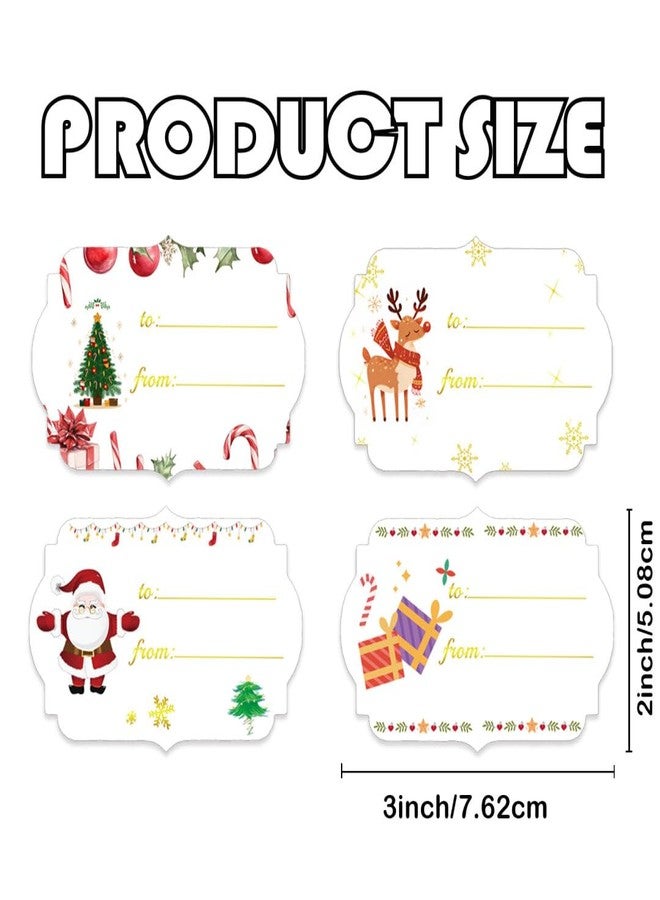 wootile Gold Foil Christmas Paper Gift Tag Sticker 120 Pcs Holiday Gift Tags to from Sticker Name Tags Xmas Self Adhesive Label Stickers for Xmas Winter Holiday Party Supplies - Image 2